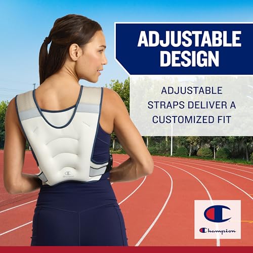 Champion 8 lb Weighted Vest for Women & Men (Champagne Frost), Adjustable Weighted Running Vest for Walking, Strength Training, Contoured Sweat Resistance, Reflective Strips for On-Road Visibility
