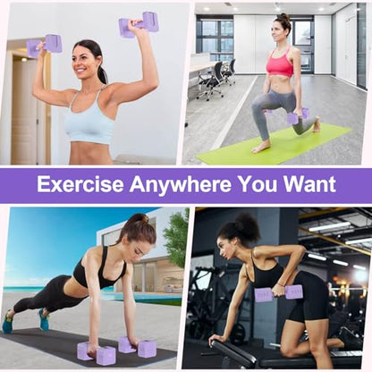 Hezeyferg 18LBS 22LBS Adjustable Dumbbells Set, Hand Weights Sets with Mutilple Levels, Adjustable Weight Dumbbells for Women/Men Home Gym Full Body Workout - color: Purple 11LB Each ( 22LB Pair )