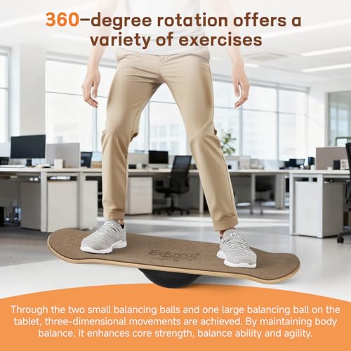 Balance Board- Gift for Adults & Kids,Wood Wobble Balance Trainer Board,Premium Slip-Resistant Surface Portable Fitness Equipment,Suitable for Core Workout, Standing Desk Exercise, Home Gym, Yoga