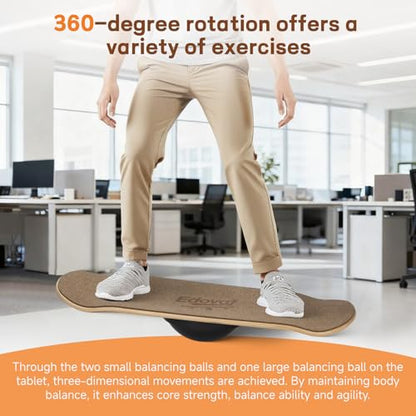 Balance Board- Gift for Adults & Kids,Wood Wobble Balance Trainer Board,Premium Slip-Resistant Surface Portable Fitness Equipment,Suitable for Core Workout, Standing Desk Exercise, Home Gym, Yoga