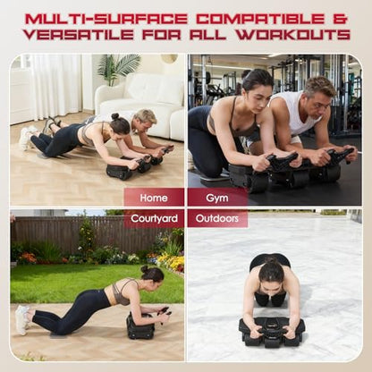 Partner Ab Roller Wheel with Elbow Support- Two-Person Core Trainer, Stable Home Gym Equipment for Couples to Strengthen Core Muscles