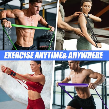 WHATAFIT Resistance Bands,Pull Up Assist Bands Set with Handles, Exercise & Workout Bands with Door Anchor for Men & Women – Home Fitness Equipment for Strength Training, Stretching