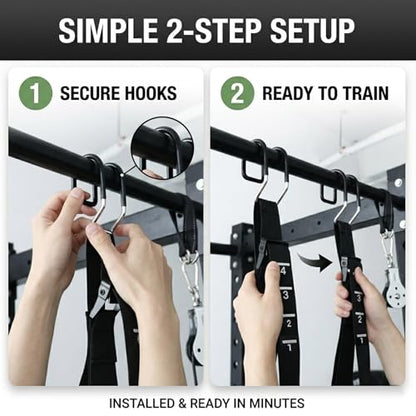 Ab Straps for Pull Up Bar with Rubber Coated Quick Hooks, Numbered Scales Adjustable Hanging Ab Slings for Leg Raises Core Workout, 300lbs Heavy Duty