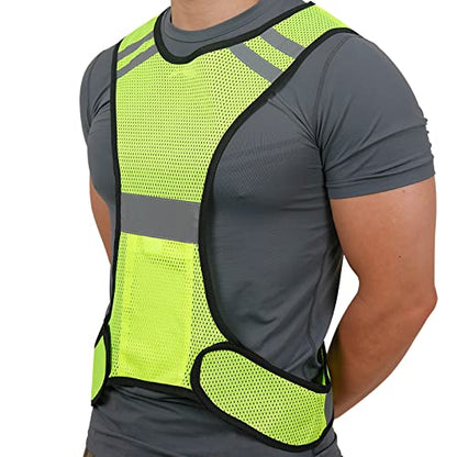 TCCFCCT Reflective Running Vest, High Visibility Running Gear with Large Pocket - color: 3 Pack Mesh Yellow