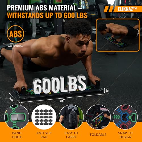 Portable Push Up Board Gym Kit 25-in-1, Foldable Push Up Station & Exercise Board Workout Set with 18 Accessories, Resistance Bands & Handles, Ankle Straps for Men, Women & Teens