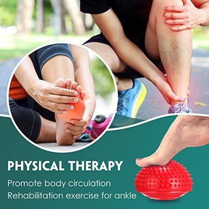 12 Pack Balance Pods Stability Balance Trainer Dots with Needle Pump Half Spiky Fitness Ball Domes for Men Women Stability Training, Physical Therapy, Core Strength Gymnastics Home Exercise