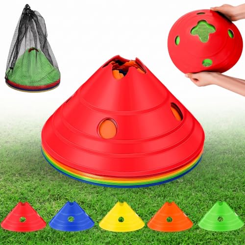 Jumbo Soccer Cones Big Training Disc Cone - color: red, yellow, blue, green, and orange