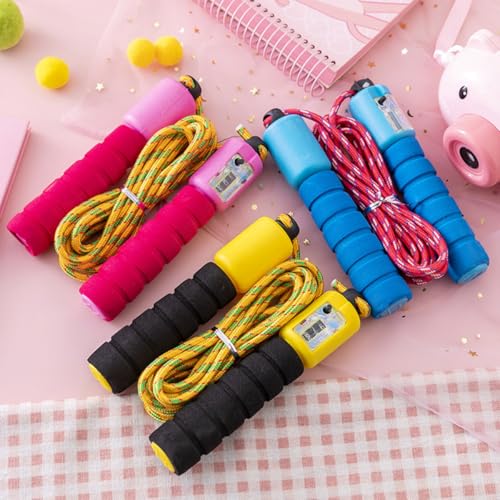Cabilock 2pcs Automatic Counting Jump Rope with Electronic Digital Counter, Colorful Skipping Rope for Fitness Training and Game Exercise Random Color