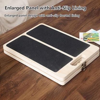 Foldable Wood Slant Boards for Exercise, 39.5x29.5x4cm Calf Stretch Board with Adjustable Leg Extender Plate for Pilates, Yoga, Fitness, Workout