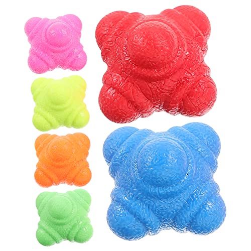 6-Piece Agility Reaction Balls Set Hexagonal Training Balls for Hand-Eye Coordination Speed and Reflex Training Indoor Fitness Equipment for Athletes
