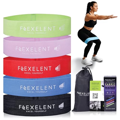 Flexelent Short Fabric Resistance Bands for Working Out, 5 Strength Levels - color: Short - Multi Color