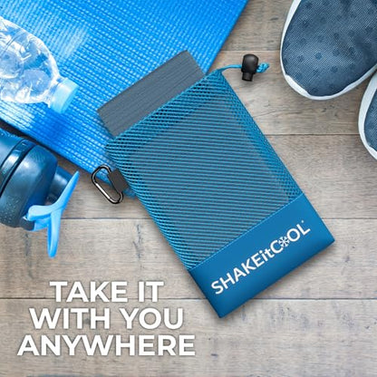 SHAKEitCOOL Extended Size Cooling Towel – Be Cool in Style - Heat Relief, Soft, Lightweight, Sun Protection, Easy Clean - Perfect for Biking, Hiking, Running, Yoga, Golf, Gardening - Steel Wave M - color: Steel Wave