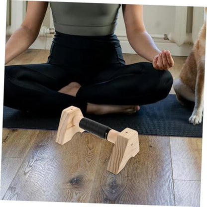 VANZACK 2pcs Wooden Parallettes for Push-ups and Calisthenics Non- Base Bars for Home Fitness Strength Training for Men and Women