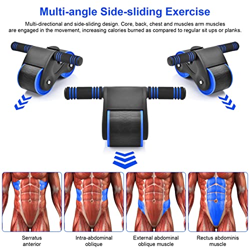 Automatic Rebound Abdominal Wheel, Ab Roller Wheel with Automatic Rebound Assistance Resistance Springs Ergonomic Handle, Abdominal Wheel Roller with Knee Pads, Ab Wheel Roller for Core Workout…