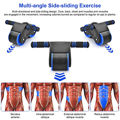 Automatic Rebound Abdominal Wheel, Ab Roller Wheel with Automatic Rebound Assistance Resistance Springs Ergonomic Handle, Abdominal Wheel Roller with Knee Pads, Ab Wheel Roller for Core Workout…