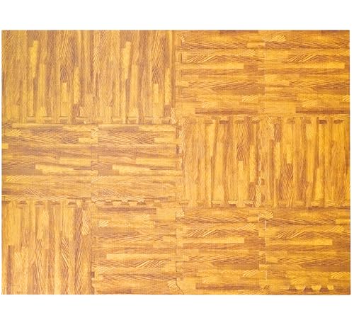 VViViD Interlocking EVA Foam Floor Mat Tile Pack (12 Tiles, 12 sq ft) Light Wood, Non-Slip, Sound Dampening