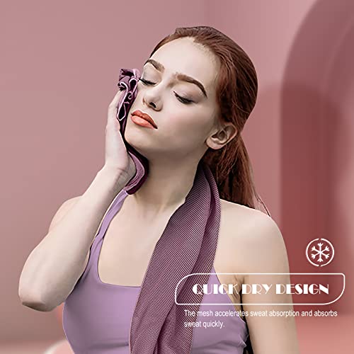 10 Pack Cooling Towels Bulk Microfiber Ice Towel Quick Dry Breathable Chilly Sweat Towel Stay Cool Towel for Neck Face Yoga Gym Workout Running Pilates Beach with Carabin Bag, 40x12'', Pink - color: Pink