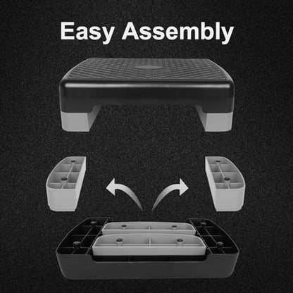 Exercise Workout Aerobic Step Platform Trainer, 18" Aerobic Stepper with 4"-6" Adjustable Height Risers