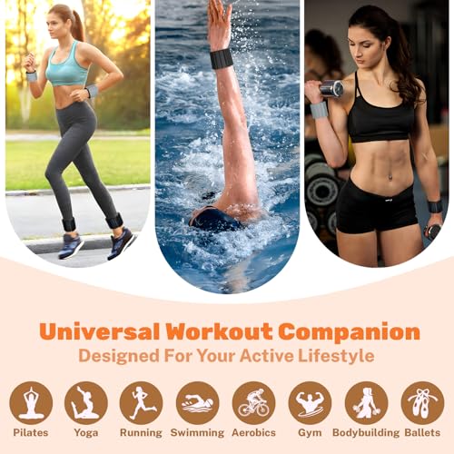 Magnetic Ankle Weights for Women & Men, Adjustable Silicone Wrist Weights Bracelet Set, Stackable Wrist and Ankle Weights 1 Pair 2 Lbs, Weighted Bangles Wearable for Home Gym Workout, Jogging, Yoga & Walking
