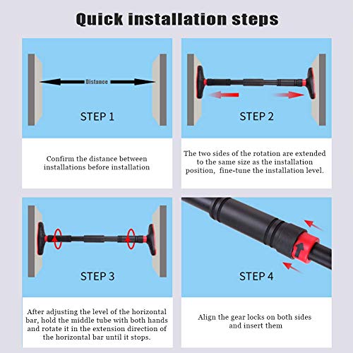 Doorway Pull Up Bar No Screws, Adjustable Width Chin Up Bar with Safety Lock & Anti-Slip Mat for Home Gym Exercise Fitness Strength Training, Max Weight Up to 350Kg
