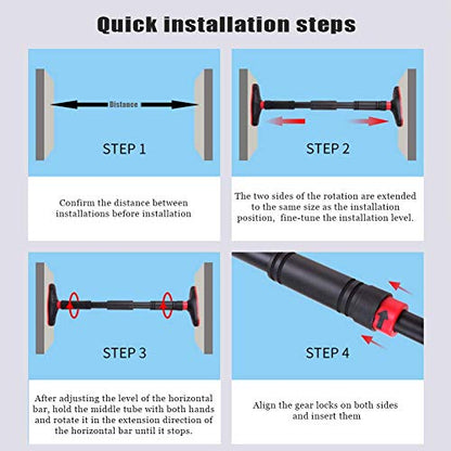 Doorway Pull Up Bar No Screws, Adjustable Width Chin Up Bar with Safety Lock & Anti-Slip Mat for Home Gym Exercise Fitness Strength Training, Max Weight Up to 350Kg