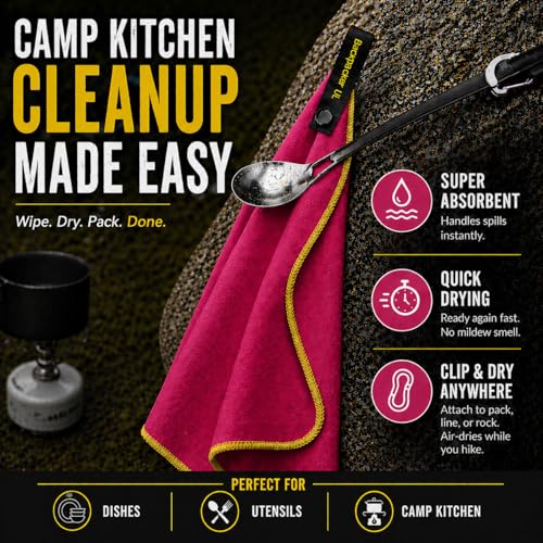 Backpacking Ultralight Quick Dry Microfiber Soft Fast Drying Hand and Face Towel Wash Cloth Camping Yoga Hiking Active Lifestyle Small (Magenta, Small)