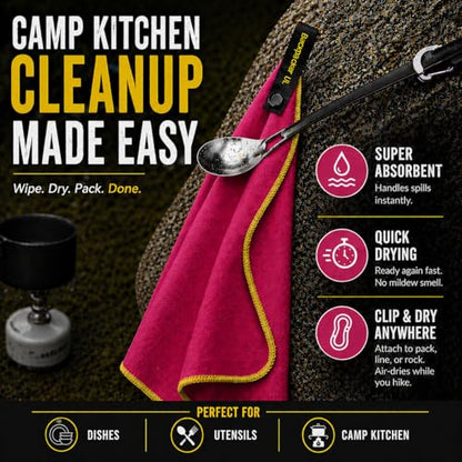 Backpacking Ultralight Quick Dry Microfiber Soft Fast Drying Hand and Face Towel Wash Cloth Camping Yoga Hiking Active Lifestyle Small (Magenta, Small)