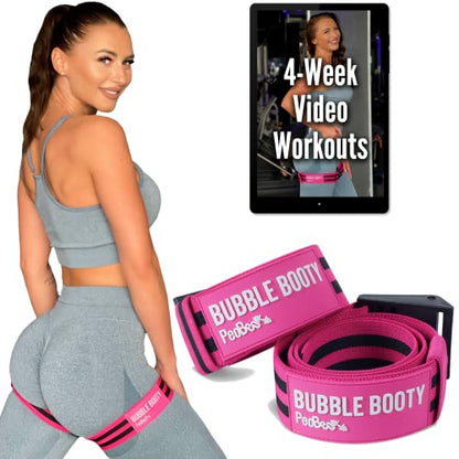Blood Flow Restriction Bands for Women Glutes with 4-Week Booty Bands Exercise Guide, Bfr Booty Occlusion Bands for Women, Booty Bands Legs and Butt, Blood Restriction Workout Bands for Squats - style: Pink and Black
