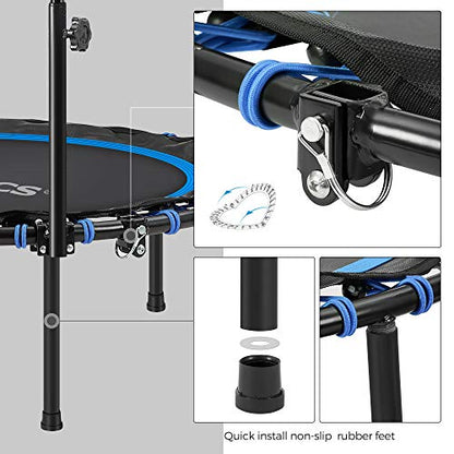 SONGMICS 40 Inches Mini Fitness Trampoline, Fitness Rebounder with Adjustable Handrail, Foldable Trampoline for At-Home Workout, Max. Load 264.6 lb