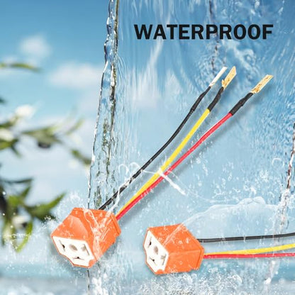 2PCS H4 HB2 9003 Wiring Harness Headlight Socket, 16AWG Headlight Connector, Pigtail Socket Wiring Harness Female Plug, Fog Light Accessories (Orange)