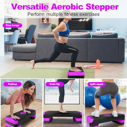 Adjustable Aerobic Step Platform, 27 Inch Stepper for Fitness Training, 3 Height Levels Safe Cardio Workout Equipment, Durable Exercise Step for Home Gym