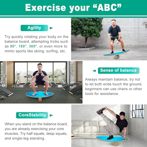 Balance Boards for Adults,Balance Trainer - Wooden Balance Board,Surface anti-slip treatment Including Roller,Half Ball And Balance Ball