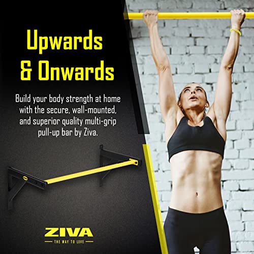 Ziva Performance Multi-Grip Pull Up Bar - Wall Mounted Pullup Bar 53.14 x 19.68 x 18.89 Inches - Made With Heavy Gauge Solid Steel - Wide Grip, Non-Slip, and Durable- Weight Capacity 330 Lbs.