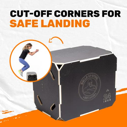 Plyo Box [Bells of Steel] Plyometric Box, 3-in-1, Anti-Slip, Wooden Step up Box for Workout, Jumps, Squats, Step-Ups, Knee-ups - style: S:20x18x16
