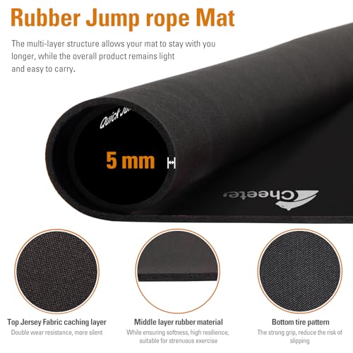 Jump Rope Mat Large Rubber Exercise Mat Workout Mats for Home Gym Flooring Non-Slip Oval Design for Floor & Rope Protection