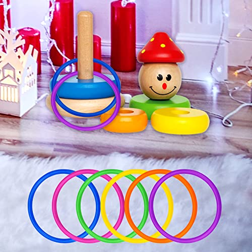 24 Pcs Multicolor Plastic Toss Rings Ring Toss Game Carnival Rings for Speed and Agility Practice Games, Garden Backyard Outdoor Games, Bridal Shower Game, Game Booth （3.1 Inch）