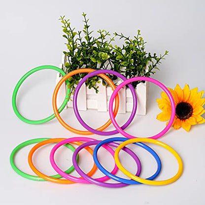 24 Pcs Multicolor Plastic Toss Rings Ring Toss Game Carnival Rings for Speed and Agility Practice Games, Garden Backyard Outdoor Games, Bridal Shower Game, Game Booth (3.94 Inch)