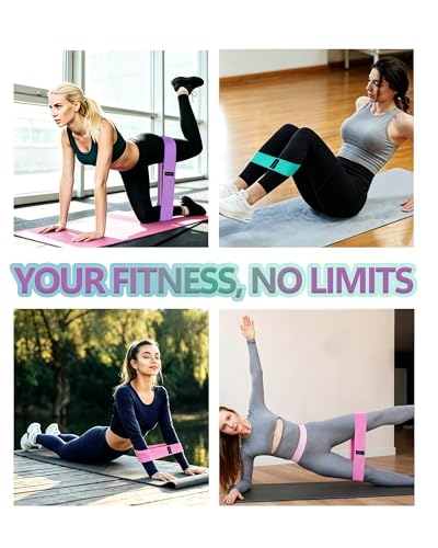 PeachKinetic Fabric Resistance Bands Set, 3-Pack, Light, Medium, Heavy, Non-Slip, for Glute Workout, Pilates, Yoga, Home Gym