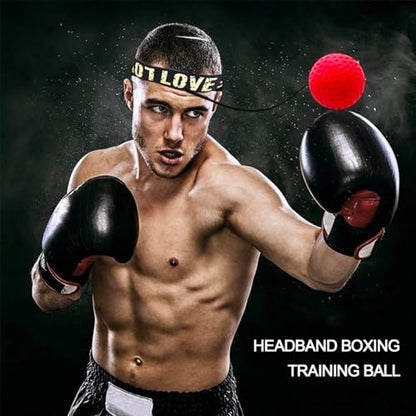 Boxing Reflex Ball with Headband Set, Reflex Ball with String, Boxing Reaction Training Equipment, Rubber red ball &Yellow tennis ball, Elasticated headband, for Beginner &Advanced Boxer Practice