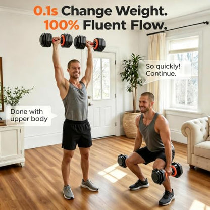 FEIERDUN Adjustable Dumbbell Set, Weight Set for Home Gym, 5/10-in-1 Free Weight Adjustable Dumbbells, Single Hand Twist Adjust with Non-Slip Handles, 90% Space Saving Strength Training for both Men&Women - color: 10 Weight Settings - 25 LB/Pair (50 LB To