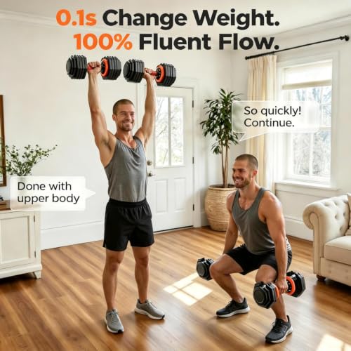FEIERDUN Adjustable Dumbbell Set, Weight Set for Home Gym, 5/10-in-1 Free Weight Adjustable Dumbbells, Single Hand Twist Adjust with Non-Slip Handles, 90% Space Saving Strength Training for both Men&Women - color: 10 Weight Settings - 25 LB/Pair (50 LB To
