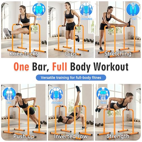 Adjustable Dip Bar, Parallel Bars Dip Equipment for Calisthenics, Heavy Duty Steel Dip Station with Soft High-Density Foam Handles for Home Gym Patio Office