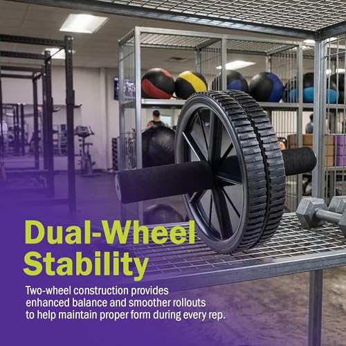 GoFit Dual Exercise Ab Wheel- Roller with Handles,Black,One Size,GF-Dew