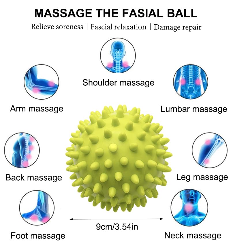 3" Hard Prick Massage Ball, Massage Roller for Plantar Fasciitis, Muscle Soreness Massage Ball - Exercise, Relaxation Massage Ball, Pack of 1 (Neon Green) - color: Neon Green