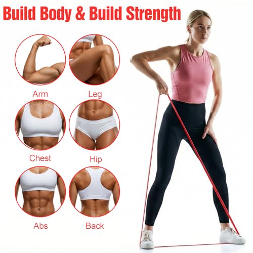 16 Pcs Long Resistance Bands for Power Loop Bands Assisted Pull-Ups, Resistance Bands Bulk Set with Red Style TPE Loops for Strength Training, Physical Therapy Home Gym(82 Inch 13-35 lbs)