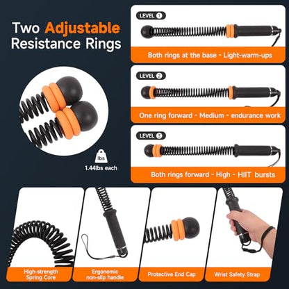 Adjustable Ropeless Battle Ropes, Portable Training Ropes for Home Gym, Quiet Air Resistance Heavy Duty Cordless Battle Rope, Versatile Exercise Equipment for Indoor and Travel Exercise