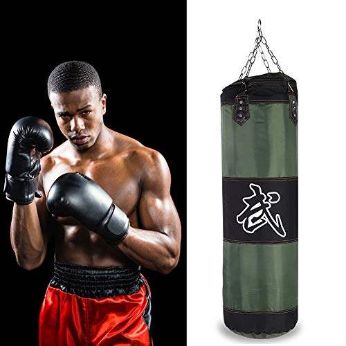 Bnineteenteam Heavy Punching Bag,Training Boxing Bag with Chain for Adults Men Women(Empty) - color: Green, size: 100cm