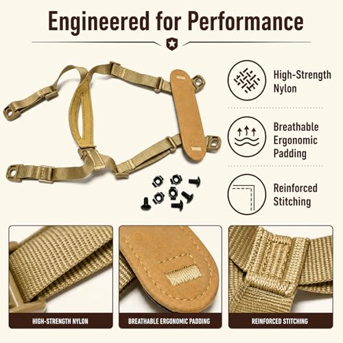 Jeeone Tactical Helmet Chin Strap, Universal Adjustable Dial 4-Point Suspension System with Bolts, for ACH Arisfit Fast MICH Bump Helmet - Tan | nylon - color: Tan