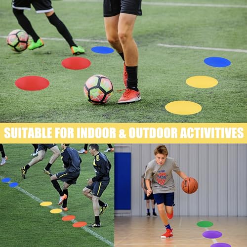 Spot Markers for Sports 9 Inch, 12 Pack, Non Slip Rubber Agility Poly Spots Marker Field Flat Cone for Kids Soccer Basketball Speed Training Outdoor Classroom