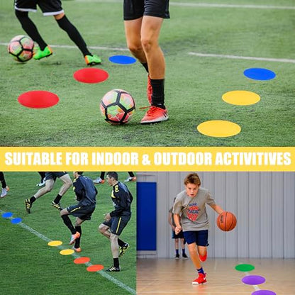 Spot Markers for Sports 9 Inch, 12 Pack, Non Slip Rubber Agility Poly Spots Marker Field Flat Cone for Kids Soccer Basketball Speed Training Outdoor Classroom